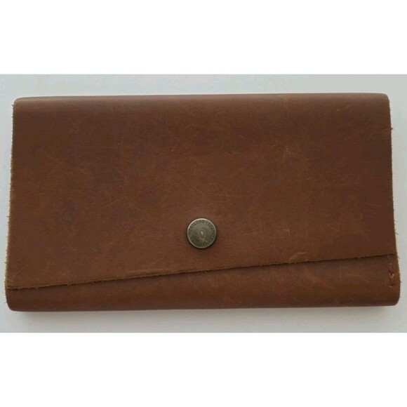 portland leather goods Handbags - Portland Leather Goods RANCHER Trifold Wallet Brown Genuine Leather Snap